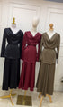 Cowl Neck Waist Rope Tie Tops With Long Skirts Sets